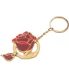 Hot selling metal rose key ring with keychain