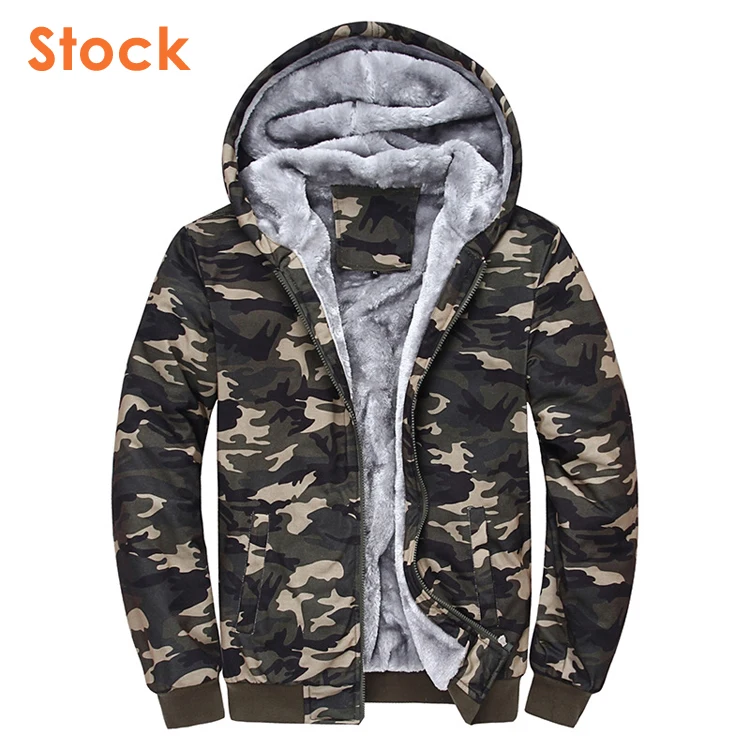 

2019 Keep Warm Comfortable Camo Plush Hoodies Pullover, Army green