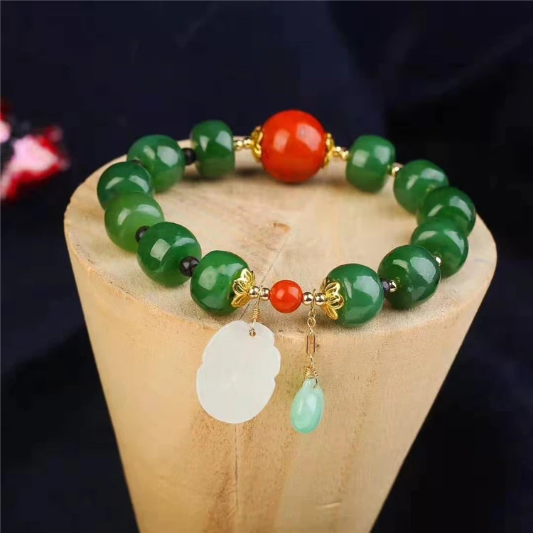 

Gems Stones jewelry natural white jade/jadeite/14k gold filled bead/Nanjiang carnelian bracelets for women, Colors