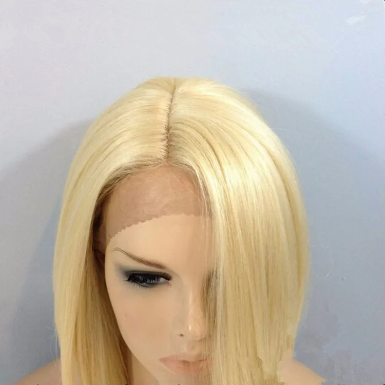 Short Blonde Human Hair Full Lace Wig 613 Virgin Russian Hair