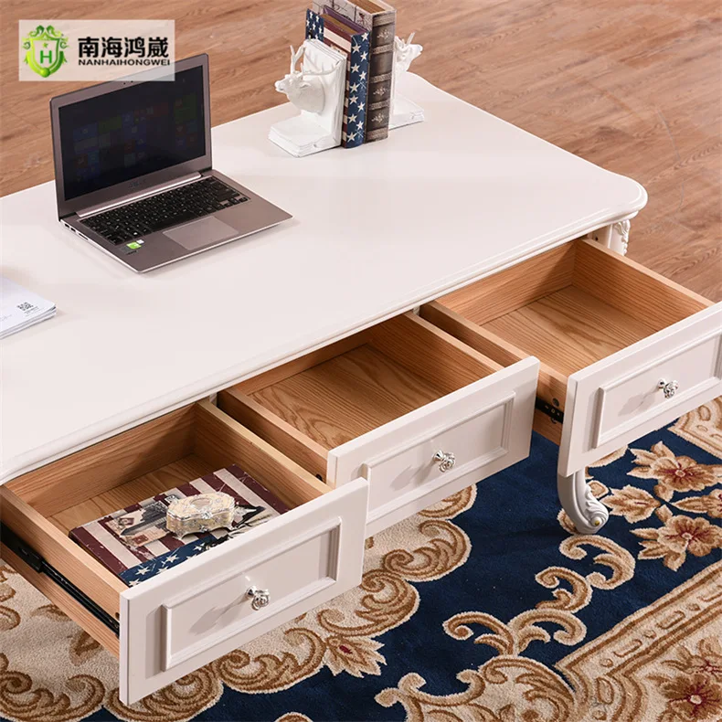 Lujo Antique rectangular de madera tallada ejecutivo Escritorio de