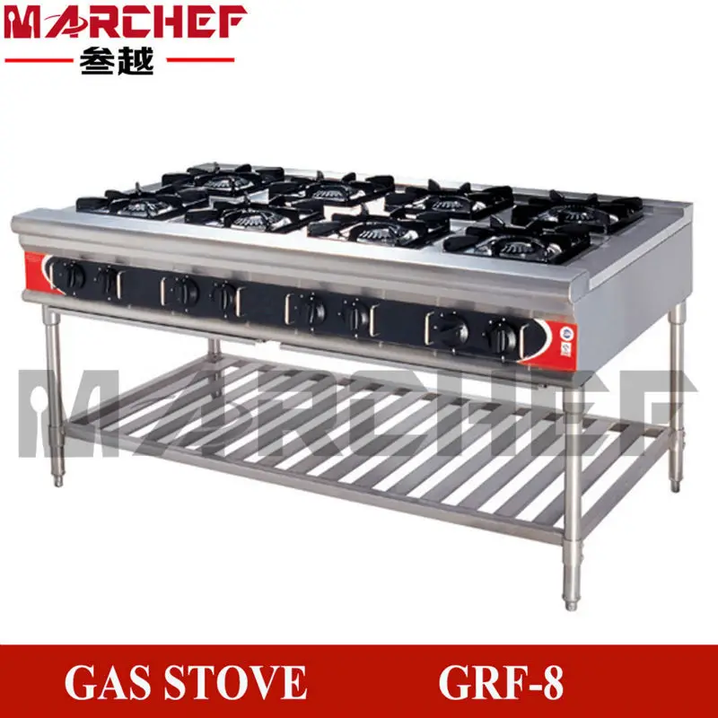 Stainless Steel 8 Burner Gas Stove With Oven 8 Heads Commercial