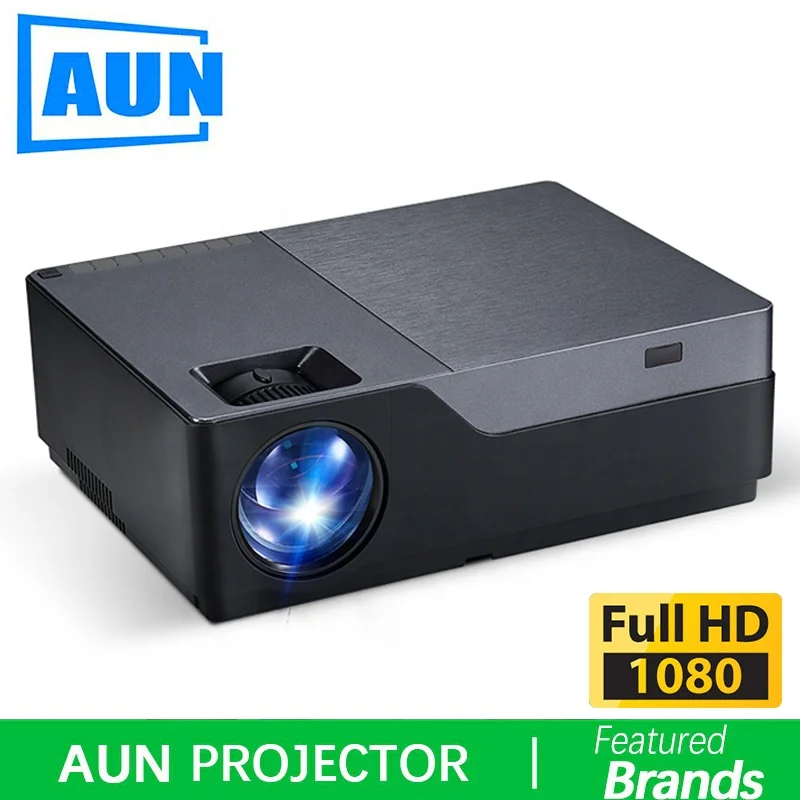 AUN Full HD Projector M18, 1920x1080P Native Resolution. 300 inch  Larger Screen for Home Theater, office. VGA, USB