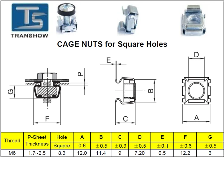 Black Zinc Plated Steel Cage Nut M6 For Network Buy Cage