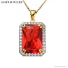 GOLD PLATED LARGE LAB RUBY ROYAL CZ PENDANT