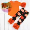 Wholesale children's boutique clothing pumpkin children clothing set organic kids clothes for Halloween
