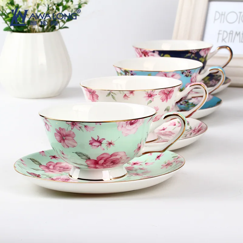 

mini order bulk tea coffee floral cup and saucer ceramic