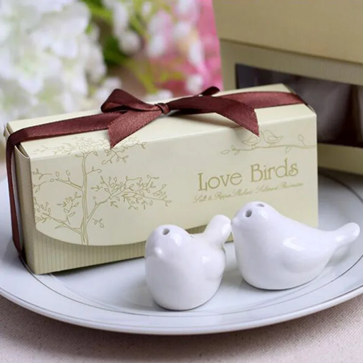 

Love Birds Salt & Pepper Ceramic Shakers wedding giveaways and favor