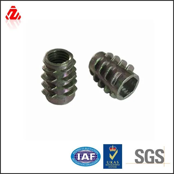 Hex Drive Threaded Insert Nut Type D Nut Zinc Alloy For Furniture Wood