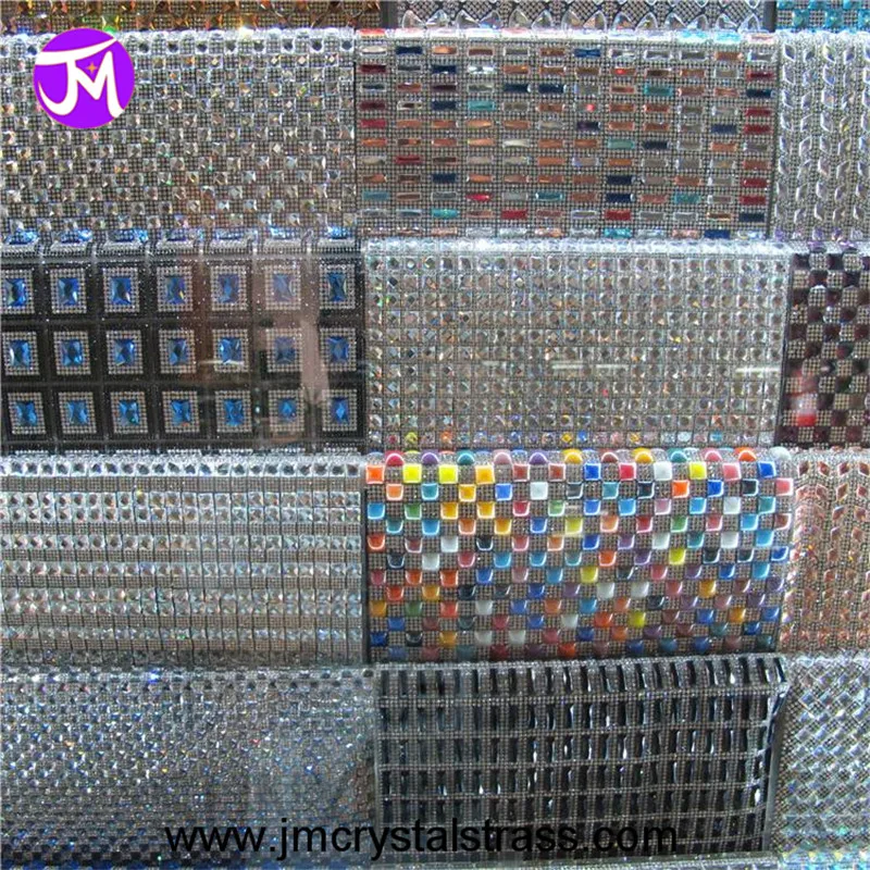 

Factory hot sales 24*40 many designs rolls rhinestone mesh hot fix for shoes decoration, Crystal clear or mix color