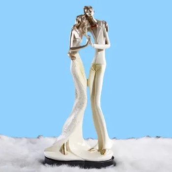 Unique Modern Wedding Cake Topper Couple Groom Bride Figurine