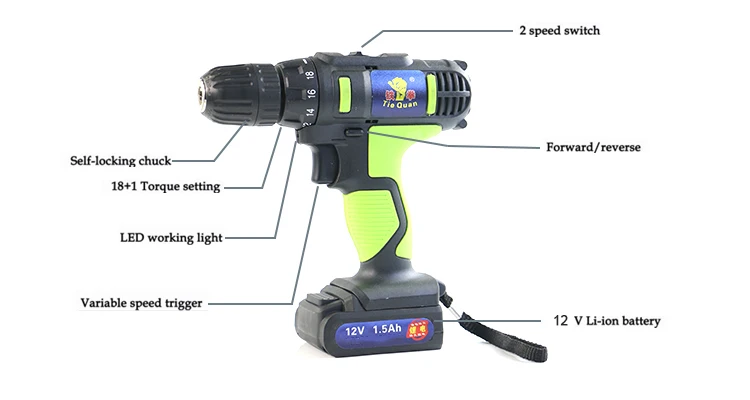 2 Speed 12v Waterproof Power Tool Cordless Drill - Buy Cordless Drill ...