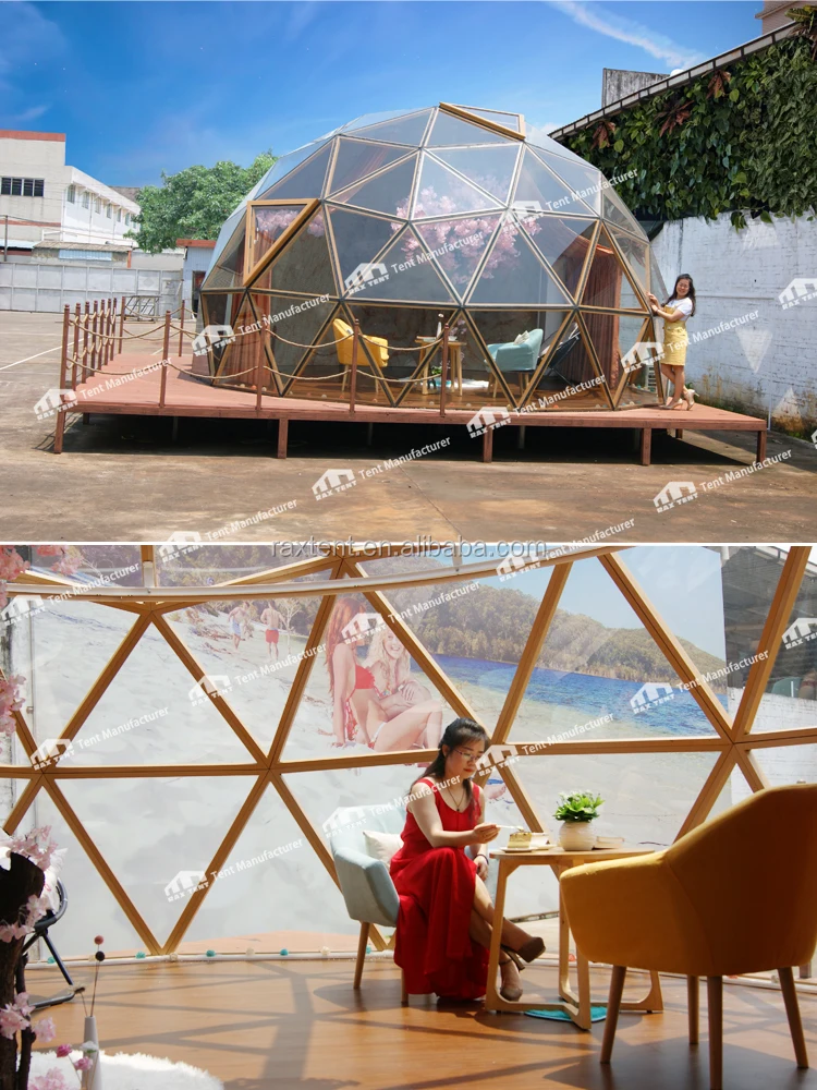 cheap factory price geodesic dome for camp with glass roof cover