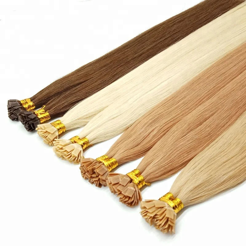 

Virgin human hair prebonded flat tip hair extension wholesales, Natural color