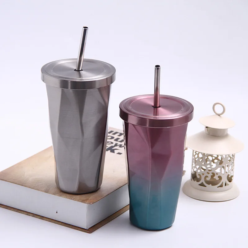 

QC005 Stainless steel insulated vacuum cup with straw, Customized color