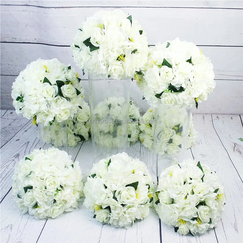 

SPR 30cm ivory artificial flower ball wedding event table centerpiece for party backdrop arrangement decorations, White with pink