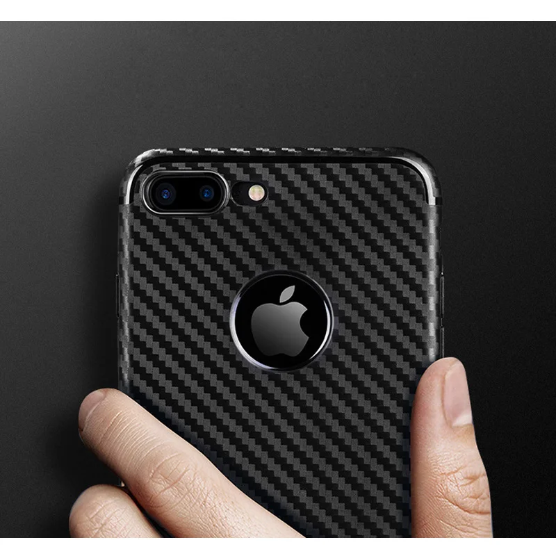 Carbon friber Soft protective full case shell for iphone 8 / 8 plus back Cover
