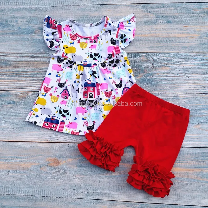 Little Girl Model Top 100 Girls Ruffle Pants Set Baby Fancy Printed