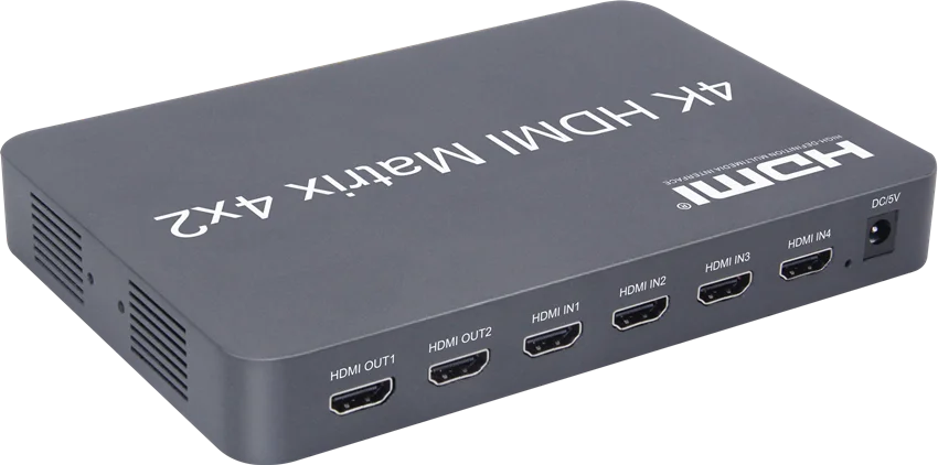 Data Matrix Switcher HDMI Matrix Switcher 4K 4x2 - Full HD Splitter with IR