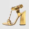 Women Shoes High Heels Open Toe Summer Sandals Pumps Buckle Strap Gold Shoes Chunky Heels Slingbacks