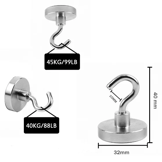 
Heavy Duty D32 Strong Magnetic Hooks for Storage and Organization Home Kitchen Accessories 
