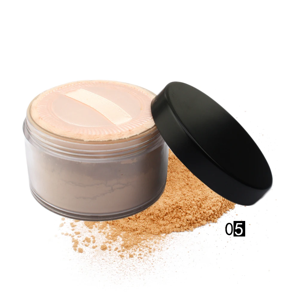 

Private label face beauty make up mineral loose setting powder with Velour Puff