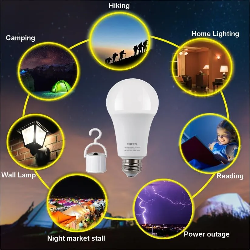 Battery Operated Led Light Bulb 7w Led Intelligent Rechargeable