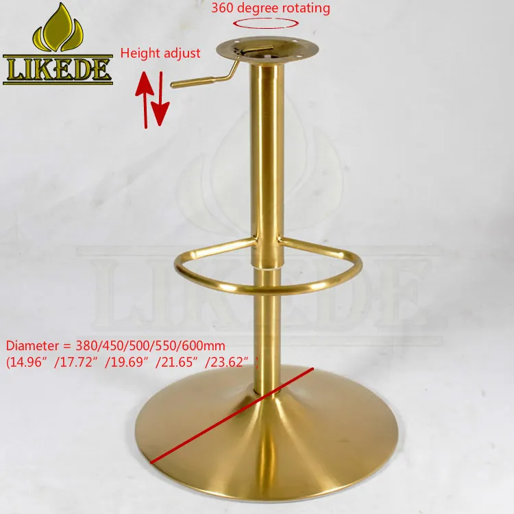 Gold Metal 304# Stainless Steel Trumpet Circle Round Bar Stool Base Furniture Legs Accessories