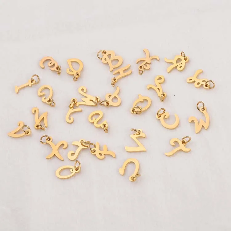 Gold Color New Alphabet Charm High Polished Diy Jewelry Making Initial ...