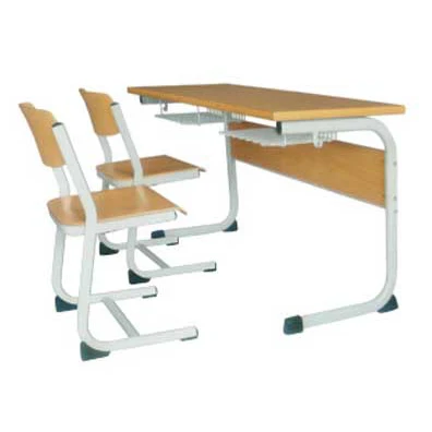 High Quality Double Steel Frame School Desk With Iron Net Book