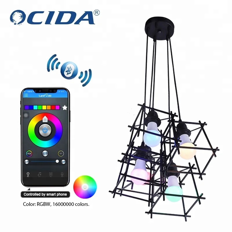 Hot selling wifi remote with amazon alexa google assistant contemporary unique wrought iron kitchen chandelier