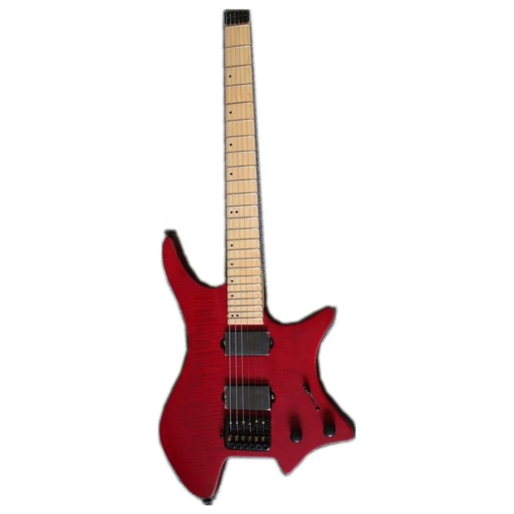 

Weifang rebon headless electric guitar in wine red colour with blot-on neck