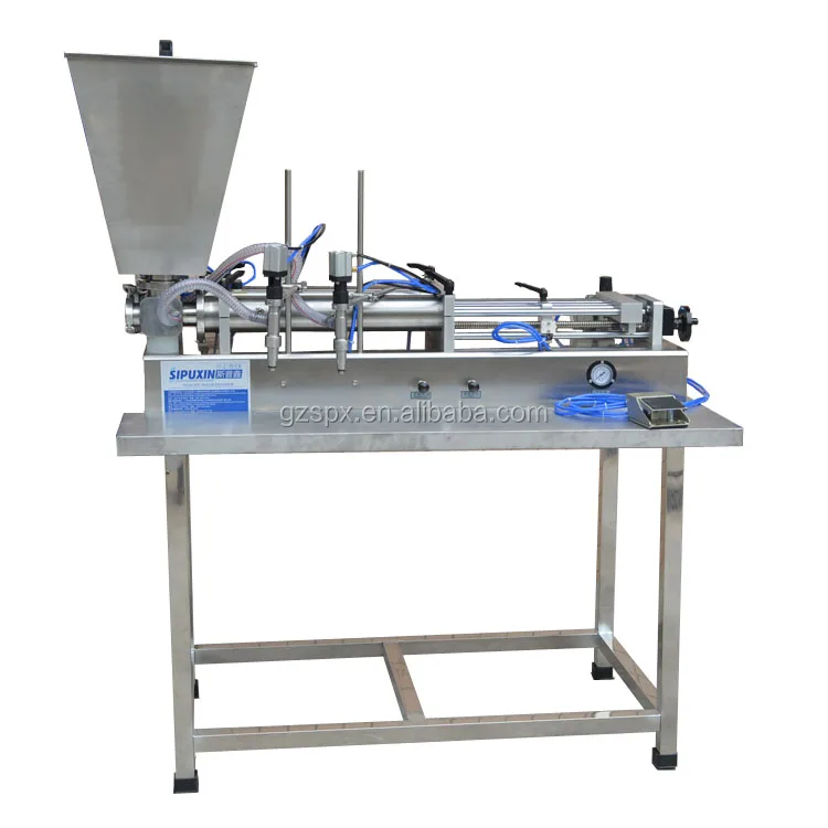 New Design semi-auto two nozzles horizontal Paste filling machine( with hopper)