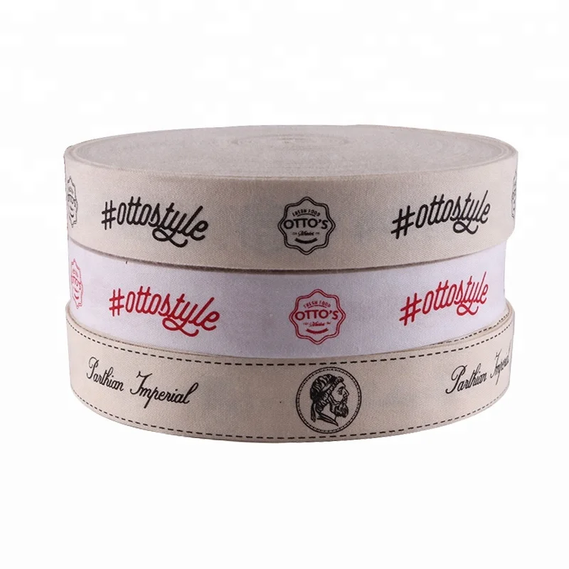 

Wholesale Good Quality 5/8'' Inch Custom Logo White Cotton Ribbon 100% Cotton Ribbon