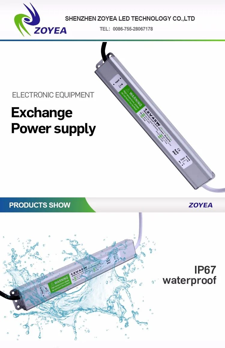 Ip67 Constant Voltage Slim Hs Code Led Driver 45w 12v Fs4512