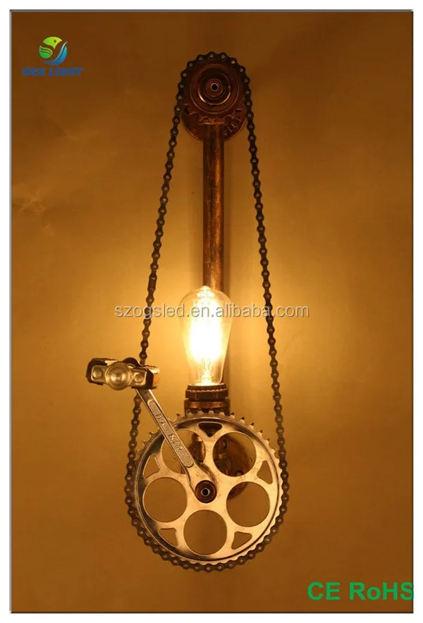 De Buy D'eau Décorative Applique Bar Fer Tuyau Vintage Pub Roue Industriel Murale Chaîne Bois Mur Lampe kOPXZiu