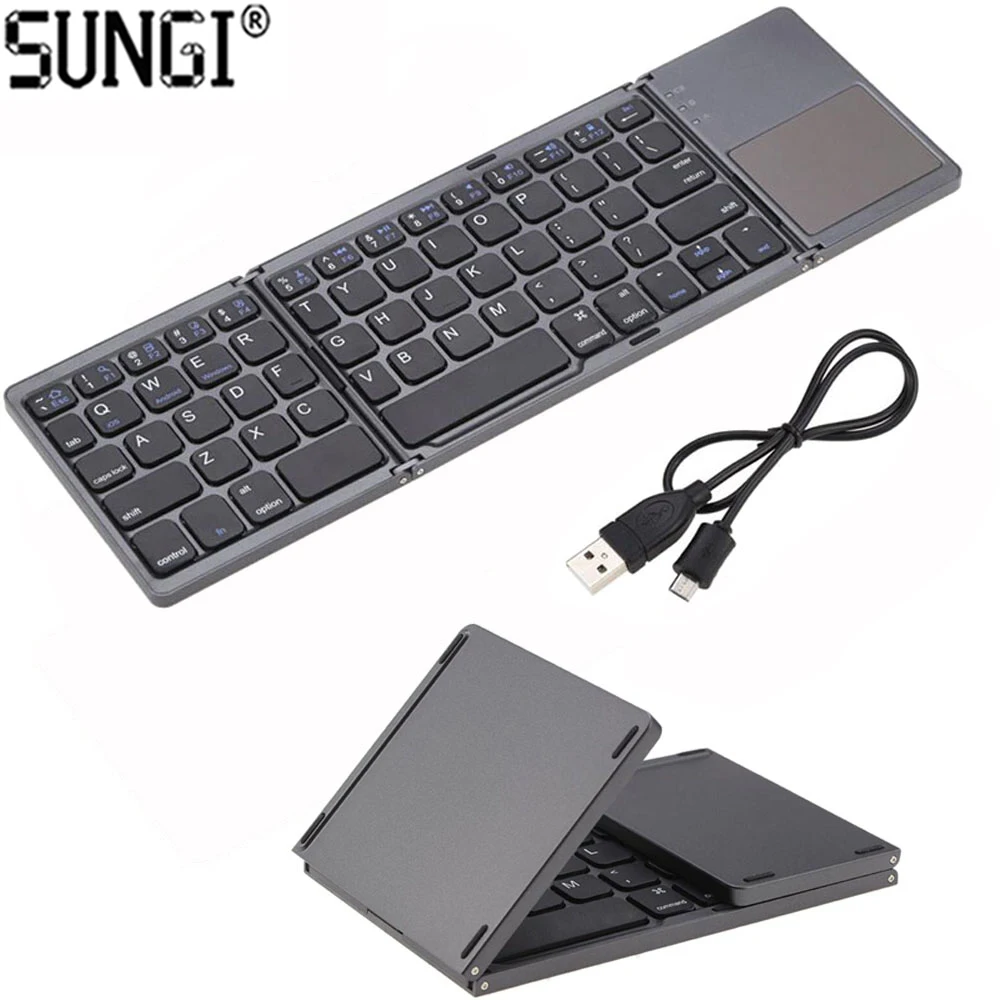 

Portable Wireless Slim Twice Foldable Blue tooth Keyboard 3.0 Folding with Touchpad for Tablet Windows IOS