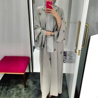 

2019 Fashion Dubai Hand-embroidered Muslim Cardigan Robe Dress For Ramadan Special Abaya Jalabiya Kaftan