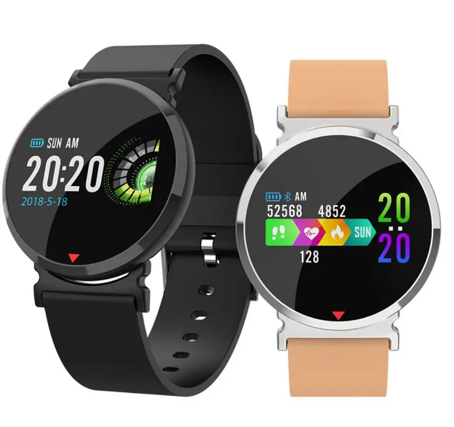 

Q8 leather round TFT Men IP67 waterproof Heart Rate Monitor sport Fitness Tracker smartwatch band, N/a