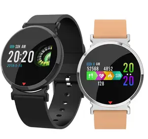 Waterproof Leather Smartwatch Heart Rate Monitor
