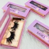 handmade real mink fur lash box custom logo premium mink eyelashes round lash case with mirror