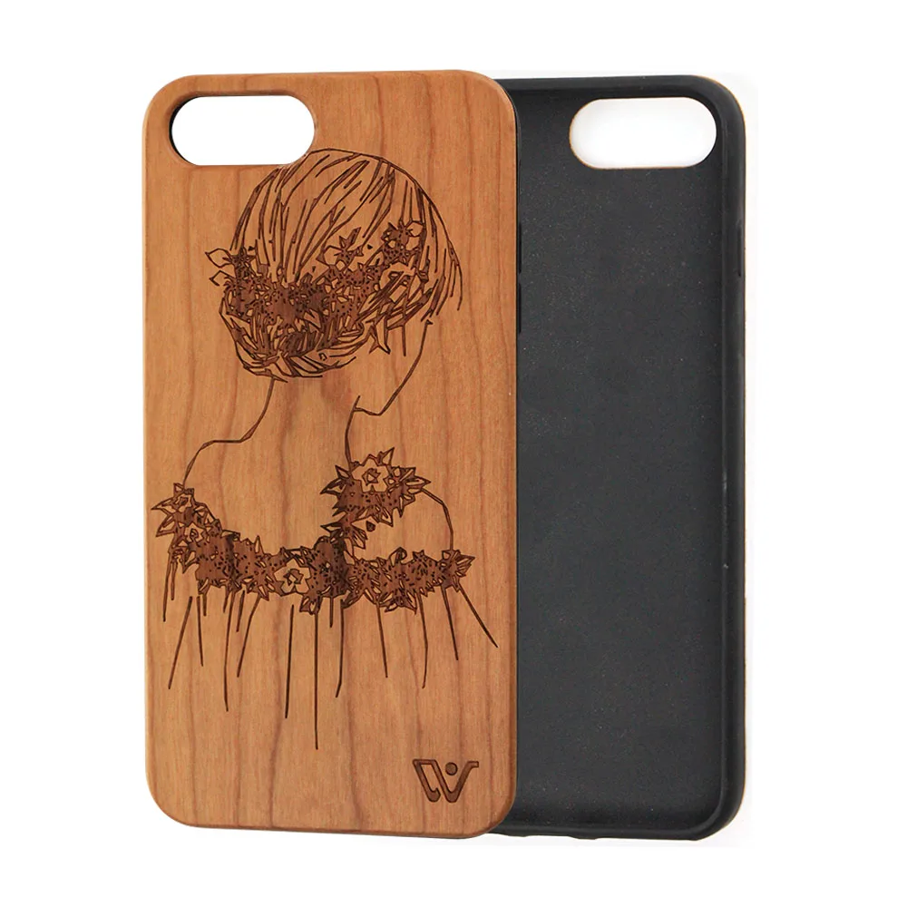 

2021 Hot Sale Mobile Phone Bamboo Wood +PC Back Cover Case For iPhone