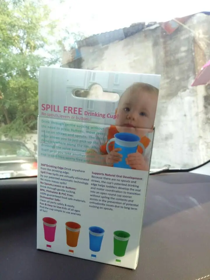 360 Degrees Rotated Baby Learning Drinking Cup With Double Handle Flip