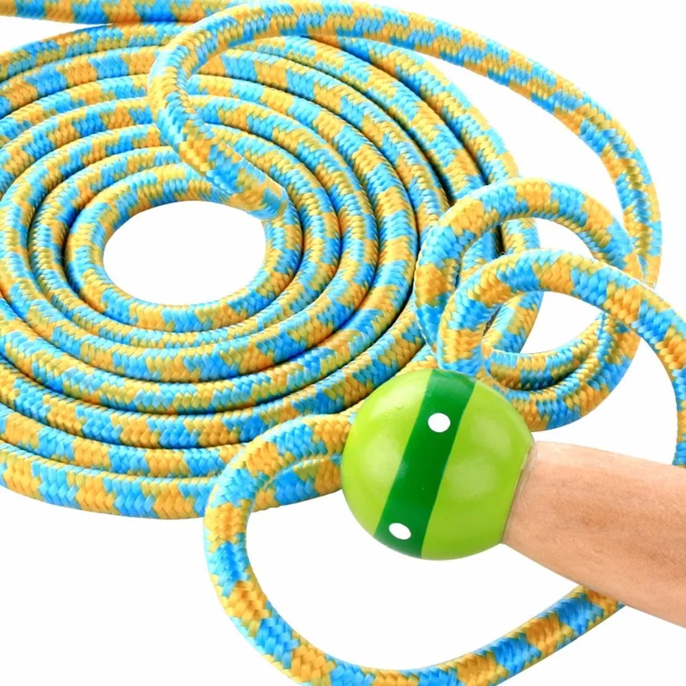 wooden cotton handle jump rope, adjustable skipping rope for