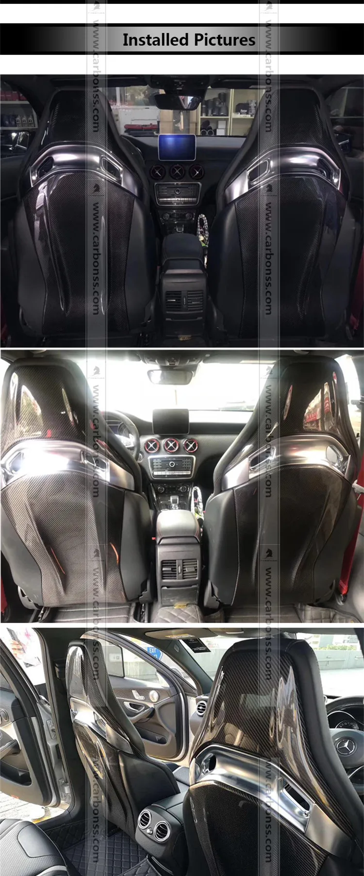 Amg Type Auto Carbon Fiber Seat Back Cover For Mercedes Benz W205 A45