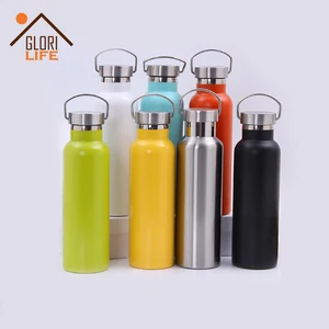 Image of Vacuum Insulated bamboo lid stainless Steel Sports Water Bottle Drinking Flask