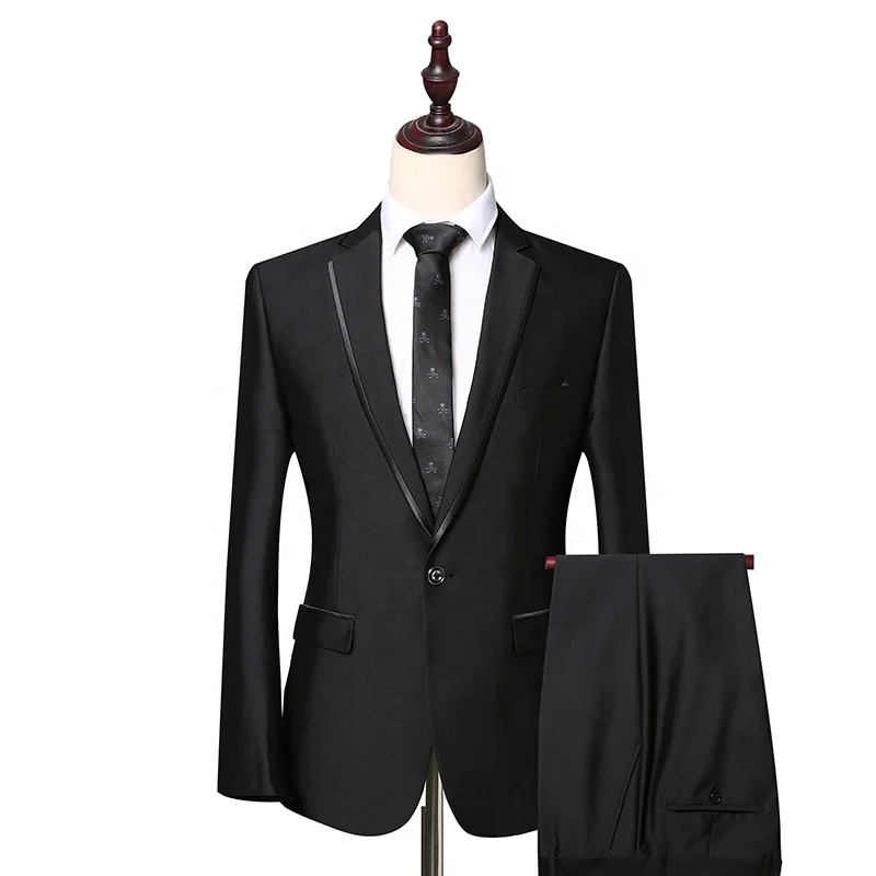 

In-Stock Factory Turkey Black Two Pieces Coat Pants design Blaze Men Slim Fit Suit