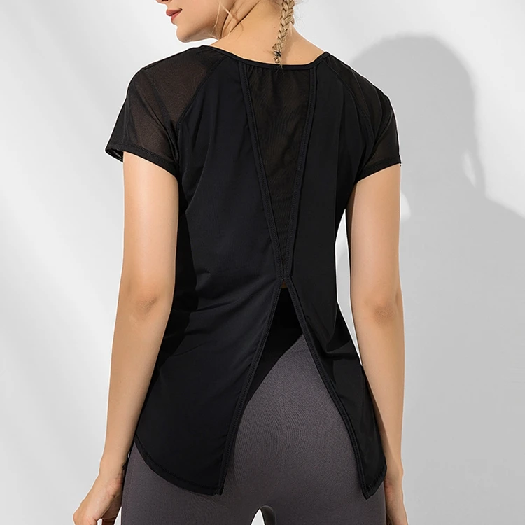 

Open Back Custom Fitness Running Workout Shirts Breathable Yoga Shirt for Women, Customized colors