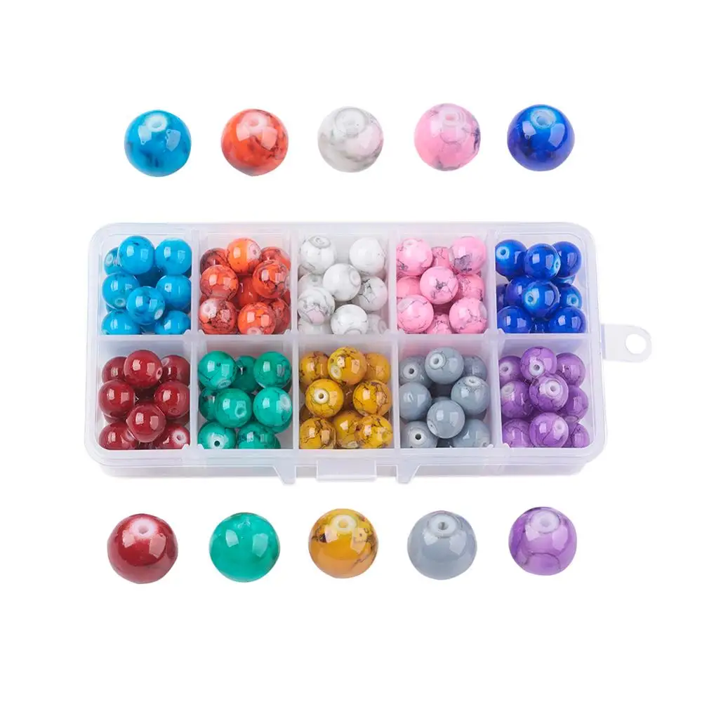 

Pandahall 10 mm Boxed 10 Colors Draw Bench Glass Round Beads