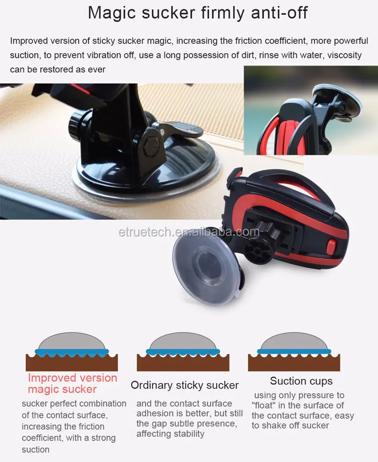 Universal Suction Cup Car Mount Silicone Phone Holder; 2-in-1 Smartphone Car Phone Holder Cradle for Windshield Dashboard